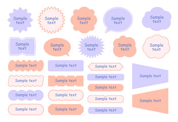 Funny Speech Balloon Set and Tag Label, Flat Pastel Style Text Box for Messages and Notes