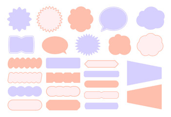 Funny Speech Balloon Set and Tag Label, Flat Pastel Style Text Box for Messages and Notes