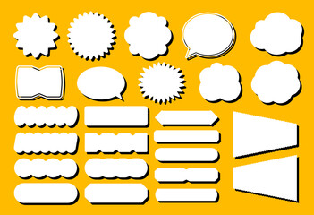 Funny Speech Balloon Set and Tag Label, Flat Pastel Style Text Box for Messages and Notes