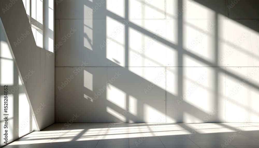 Aufkleber geometric play of light and shadow inside of the building in a minimalist design. the sunlight filte
