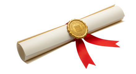 Graduation diploma certificate achievement education success scroll with ribbon