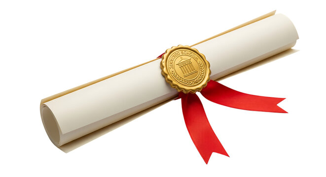 Graduation diploma certificate achievement education success scroll with ribbon