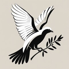 Fototapeta premium Black and white stylized dove