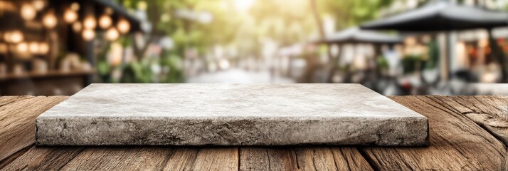 white concrete texture with blurred street cafe in afternoon light