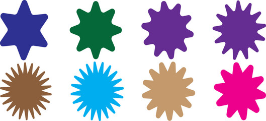 Starburst sale price labels or stickers and seals, oval and sunburst, colorful vector. Sale callout splash, star and rosette stamps or tag badges for price promotion labels 