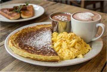 Dutch Brunch Set (Dutch pancake + scrambled eggs + hot chocolate)