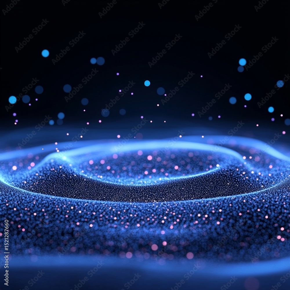 Poster abstract quantum computing background with colorful light particles