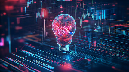 Digital Lightbulb Representing Innovation Over Data Network