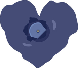 Delicate purple heart shaped blueberry