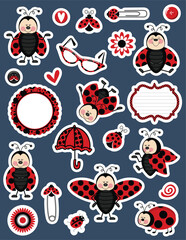 Cute Ladybug Vector Art Sticker Collection