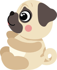 Playful Tan Pug Puppy with Big Eyes