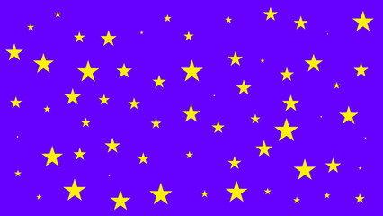 A bright purple background scattered with various-sized yellow stars, creating a whimsical, celestial atmosphere.
