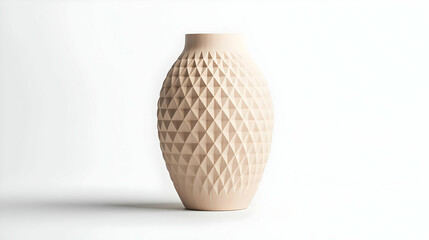 Cream Colored Vase With Geometric Design