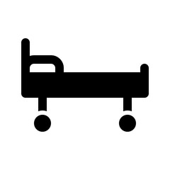 Hospital bed glyph icon. Ideal for medical apps, hospitals, or UI.