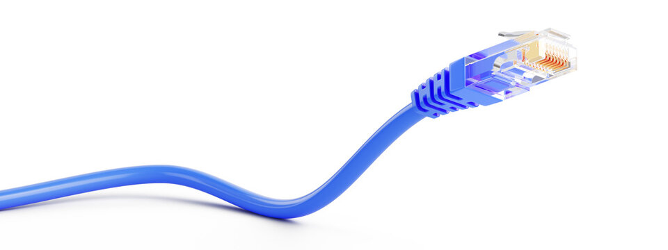 Ethernet cable. LAN, network, Internet concept. RJ45 cord isolated on white 3d illustration