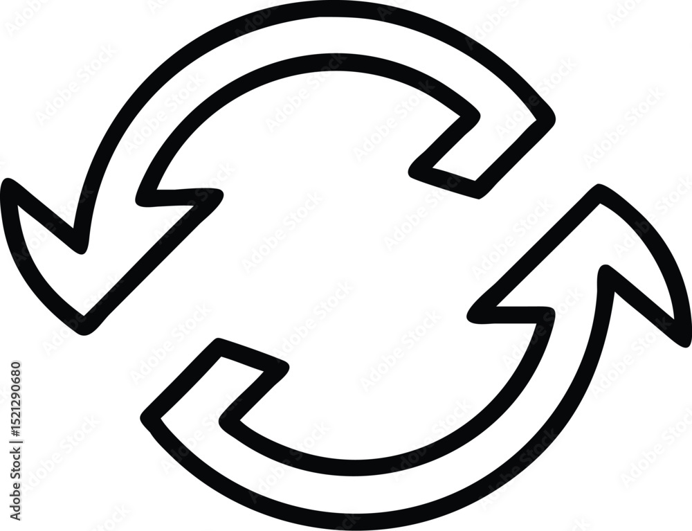 Poster recycle icon vector illustration of circular arrows for reload and rotation concept design symbol
