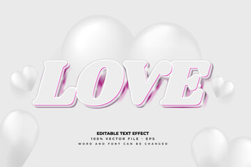 Romantic 3D Love Editable Text Effect with Soft Heart Background