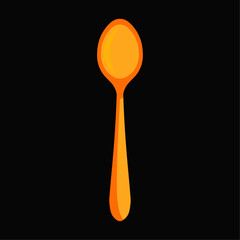 Spoon food icon on black background, simple kitchen utensil illustration, cutlery symbol for restaurant or cooking design