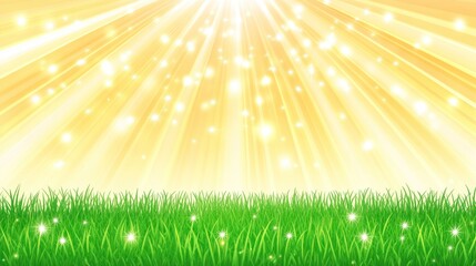 Obraz premium Sparkling grass field bathed in sunlight.