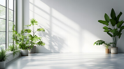 Serene indoor plant arrangement modern living space photo bright environment natural light calm concept