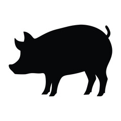 pig on a white background, Pig silhouette on white background. Vector illustration.