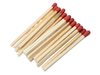 A close up shot of a pile of wooden matches with red tips arranged diagonally on a black background