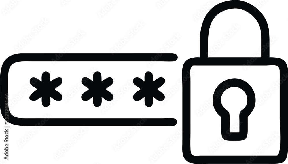 Poster password security vector graphic for login authentication and access control with padlock security
