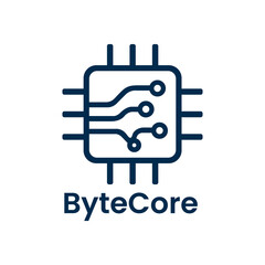 Modern Tech Logo – Microchip Circuit Design for Technology Brand