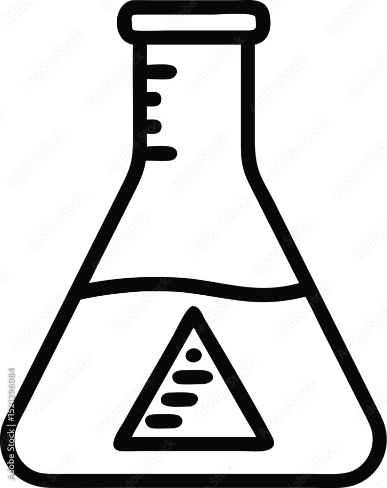 Poster erlenmeyer flask outline vector for chemistry lab equipment and science experiments research