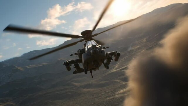  Attack Helicopter Flying Towards Camera war missiles chopper FPS video game