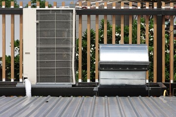 Air conditioner condensing unit and Air ventilation outlet on rooftop