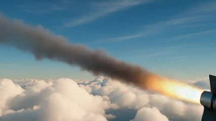 Missile Flying Through the Clouds
