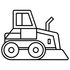 Simple line drawing of a bulldozer construction vehicle