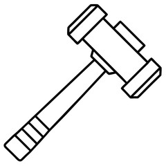 Line art illustration of a hammer a metalworking tool, hammer, line art, illustration, metalworking, tool, black and white, simple, icon