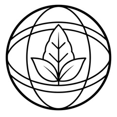 Obraz premium Global eco friendly leaf icon line art design, eco, friendly, leaf, icon