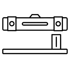 Simple line drawing of a spirit level and block level tool