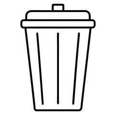 Simple line drawing of a trash can with lid