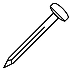 Simple line drawing of a single round head nail, nail, round head nail
