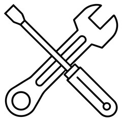 Crossed wrench and screwdriver tools repair maintenance icon, wrench, screwdriver, tools, repair