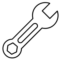 Simple line drawing of a wrench tool for repair and maintenance, wrench, spanner, tool, repair, maintenance