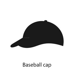Solid Black Silhouette of a Baseball Cap – Curved Bill and Crown Side View