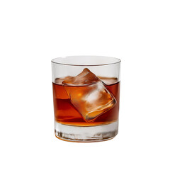 Whiskey on the rocks in a clear glass