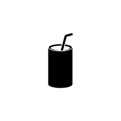 Refreshing Drink Icon Simple Can with Straw Illustration