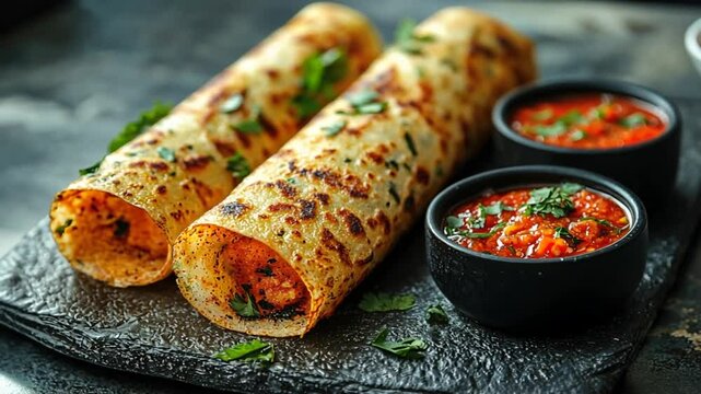 crispy dosa with tomato and coconut chutney indian recipe video