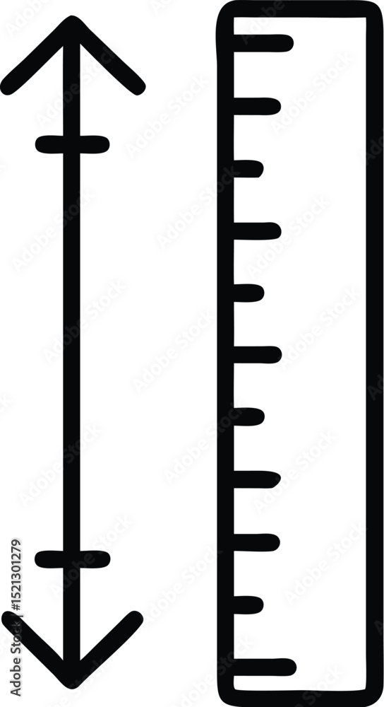 Poster find the height measurement with ruler and arrow direction for accurate dimension finding tool