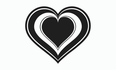 Heart icon set, flat heart vector, black heart symbols, love icon collection, minimal shape illustration
