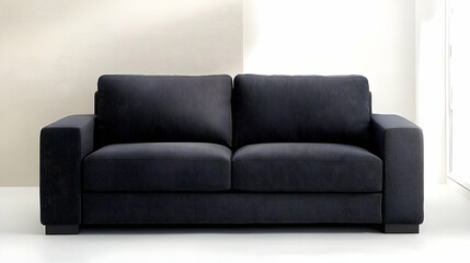 Fototapeta premium Dark Gray Fabric Sofa With Minimalist Design