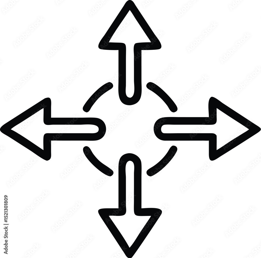 Poster directional arrows icon for navigation and ui design representing movement and orientation vector