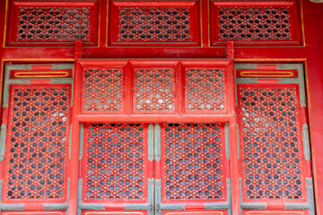 old wooden box on a red background