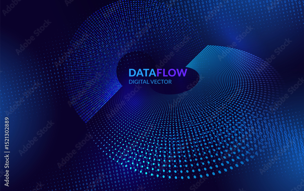 Poster design for data flow, futuristic tech, business, science for web-design, banner, presentation. elega